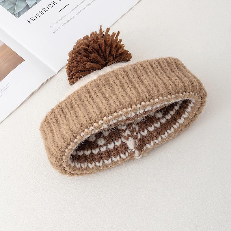 Women Winter Pompoms Knit Hat Fashion Fur Beanie Hats For Women Winter Fashion Cap