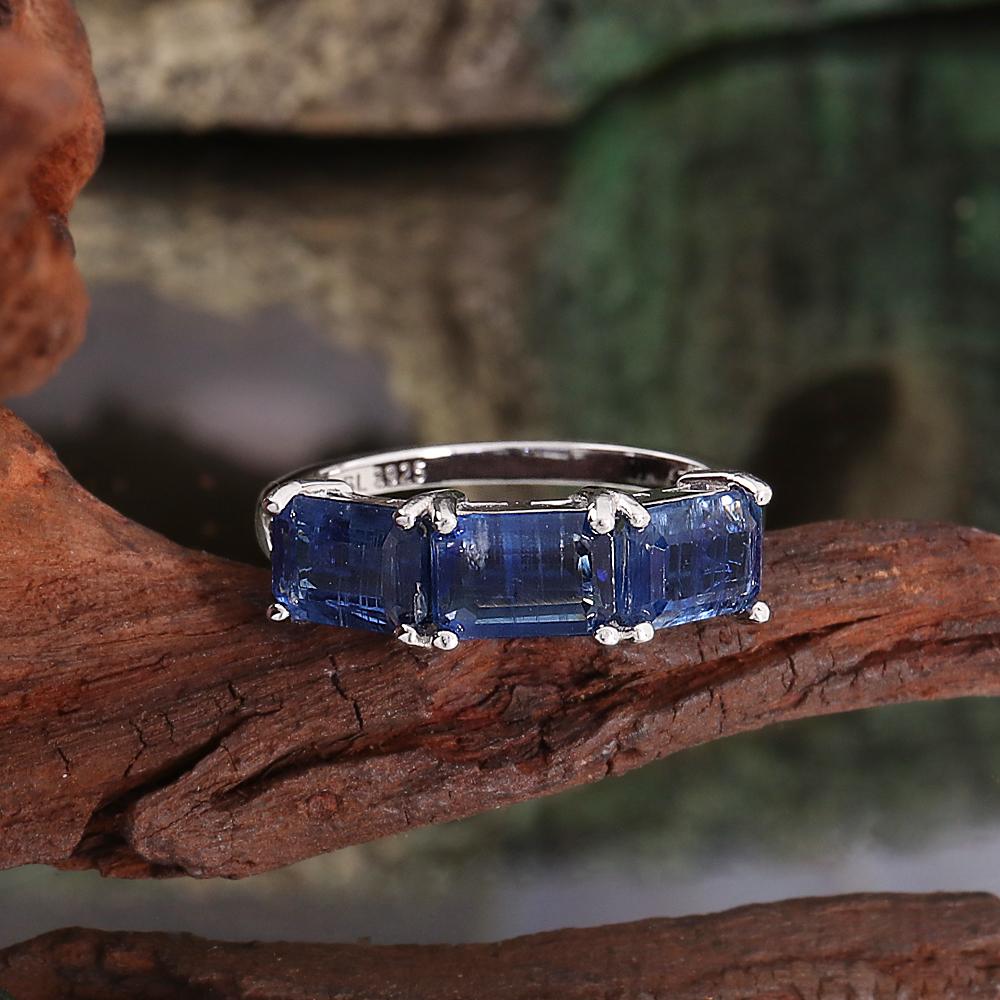 Klassisches Design 925er Sterlingsilberring Natürlicher achteckiger 5*7mm Kyanit Leichter Luxusschmuck für Hochzeits- und Partygeschenke für Frauen