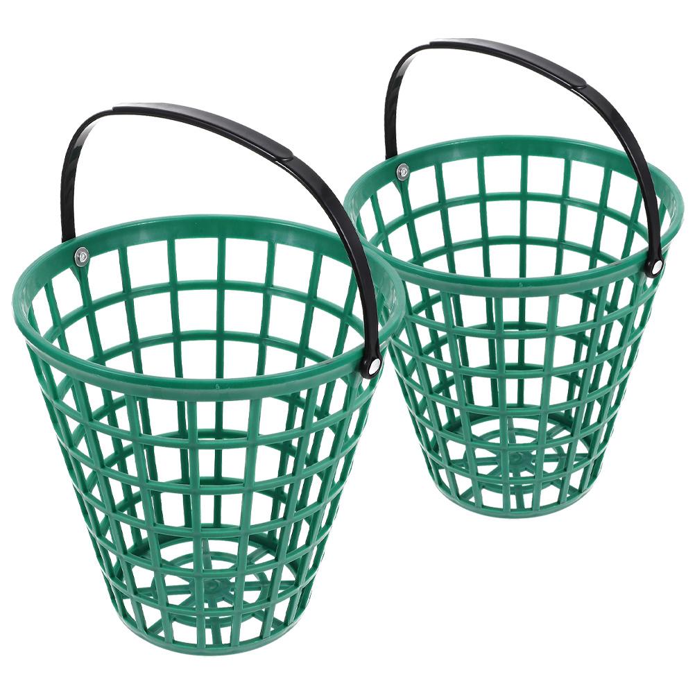 

2Pcs Portable Golf Ball Container with Handle Heavy Duty Plastic Golf Bucket for Easy Collection 75 Ball Capacity Yard Training 22X22X12CM