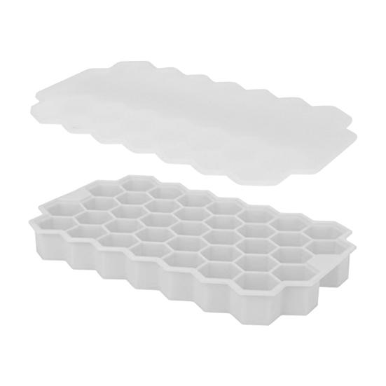 

Форма для льда из пищевого силикона с несколькими отделениями в форме сот с крышкой для дома белый