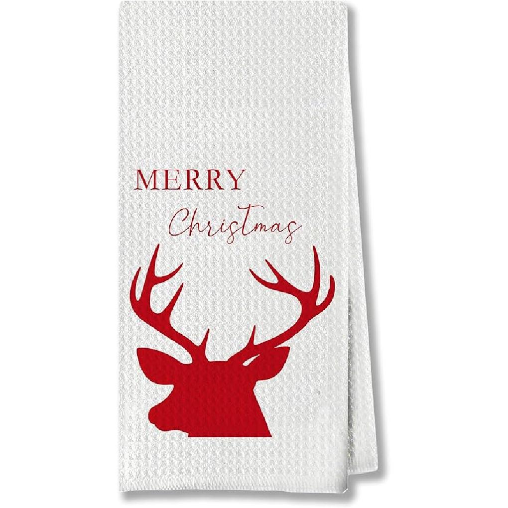 Christmas Lights Bow Kitchen Hand Towels for Bathroom, Holiday Dish Tea Towels, Christmas Decor, 16x24 Inch