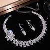 Schwerindustrie Strass Blatt Halskette Ohrringe Set, Brautschmuck, Bankett Bühne Ohrringe Accessoires