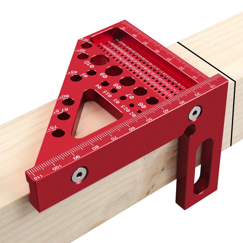 Woodworking Protractor Square Ruler With Dowel Pins Aluminum Alloy Miter Triangular Ruler Angler Scriber Metric system