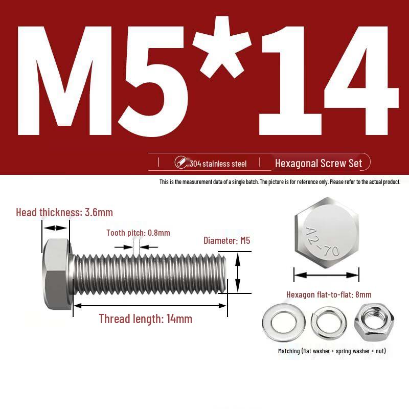 Yishuxiang 304 Stainless Steel Hex Head Fastener Kit