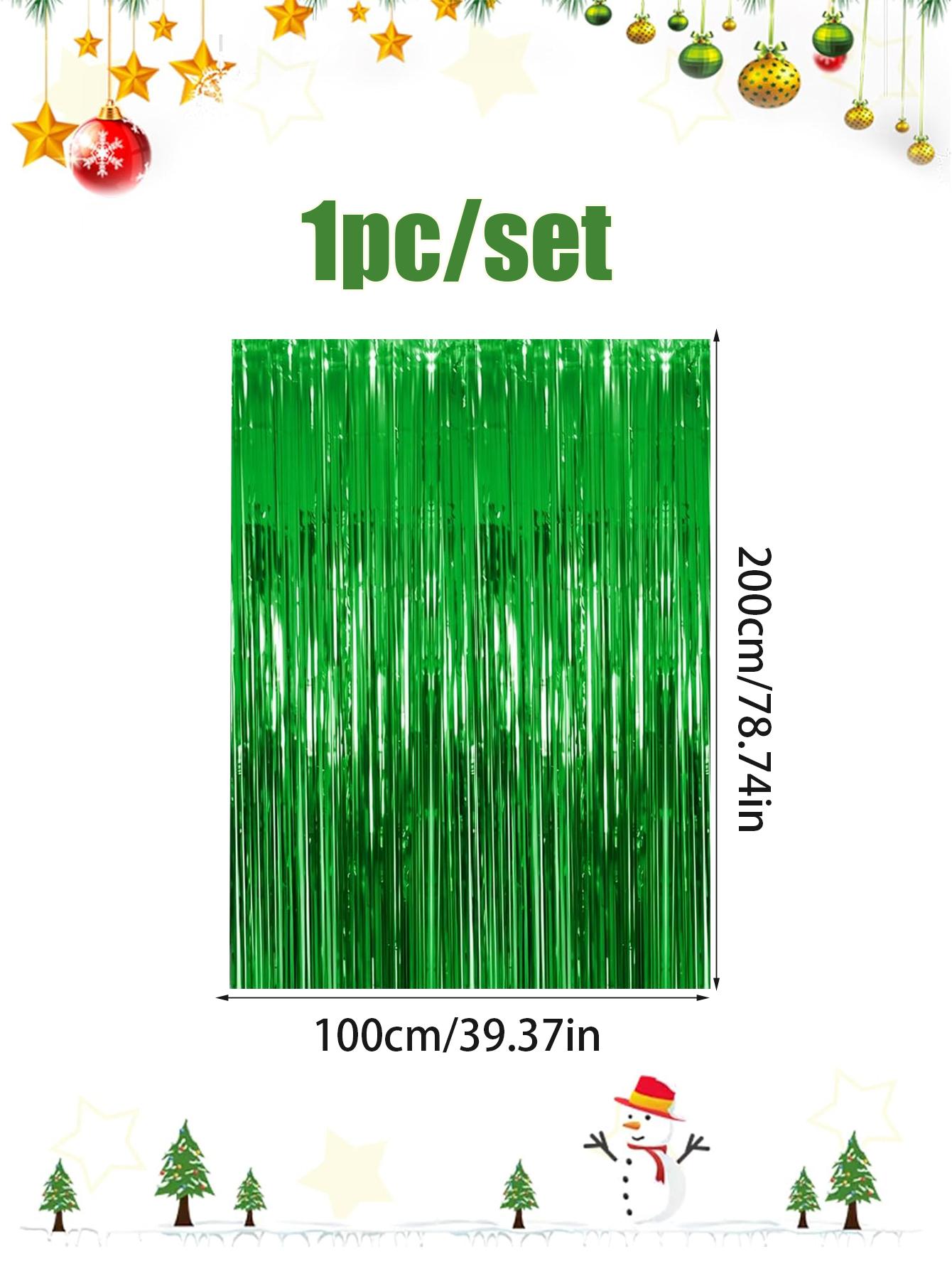 

Рождественская занавеска с кисточками, украшение для рождественской вечеринки, 1x2 м, красная, серебристая, зеленая, блестящая, кисточка для вечеринки, фон для вечеринки Other зелёный