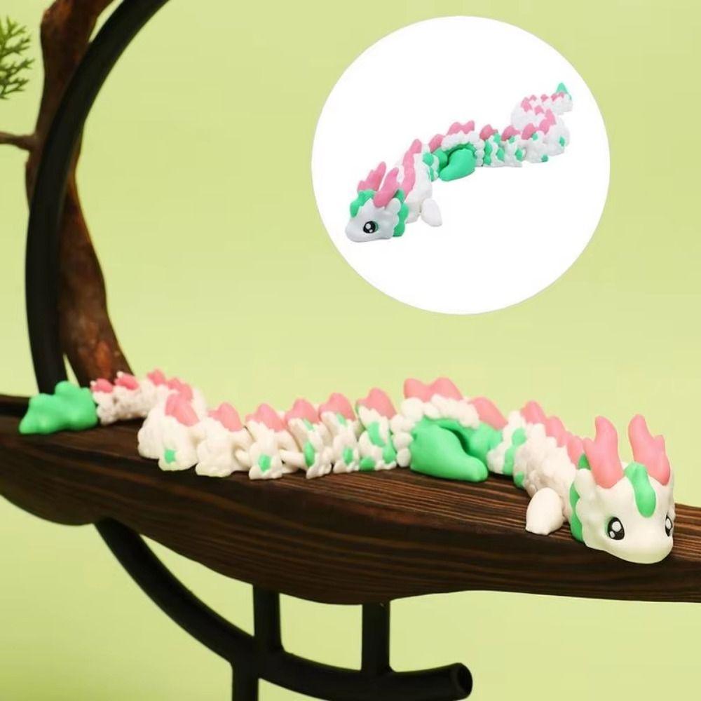 

Movable Joint 3D Printed Dragon Long Haired Dragon Action Figure Dragon Model Toy Micro Landscape білий