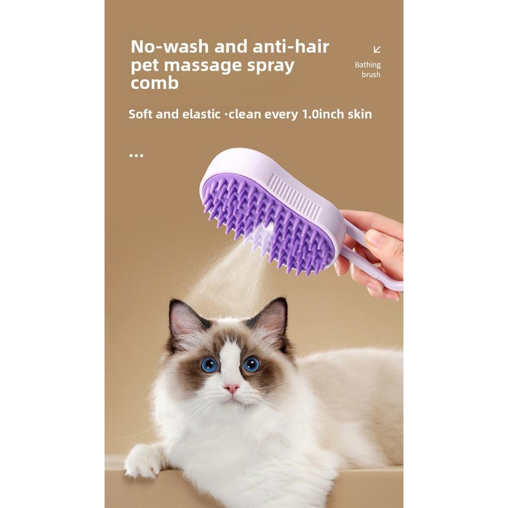 Pet Beauty Brush, Cat Steam Comb with Spray, Automatic Hair Removal Spray and Anti-static USB Charging, Portable Hair Removal Tool