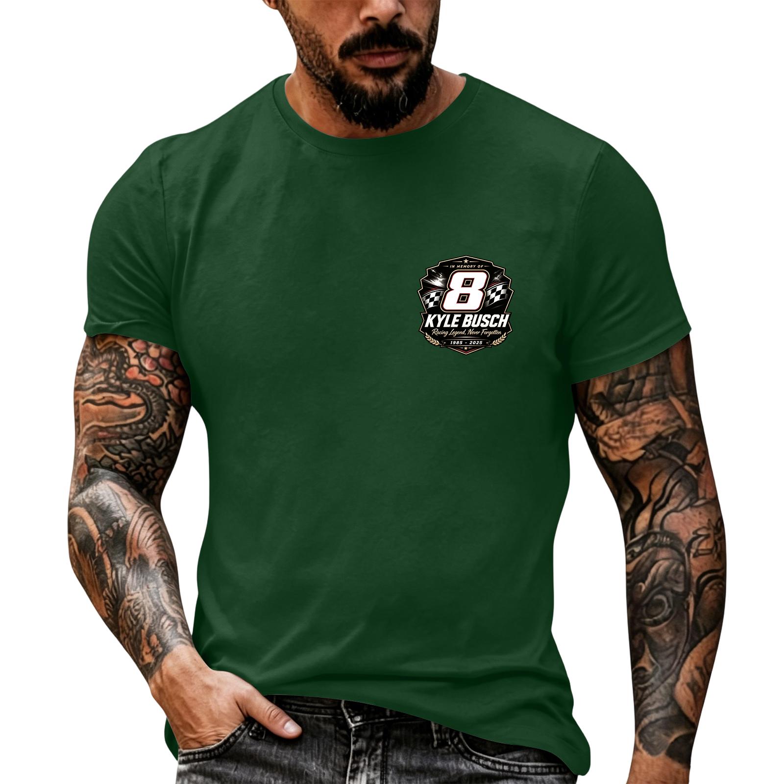 Men s Short Sleeve Racing Graphic T Shirt Nascar Inspired Vintage Style Casual Tee for Racing Enthusiasts Summer Wear XXXL зелёный