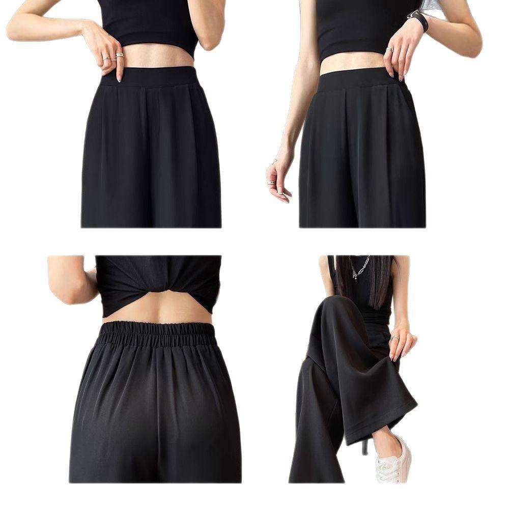 Thin Summer Wide-leg Pants Ice Filament Permeability Women Spring Women Elastic Waist Stright Long Wide Leg Pants Casual Female