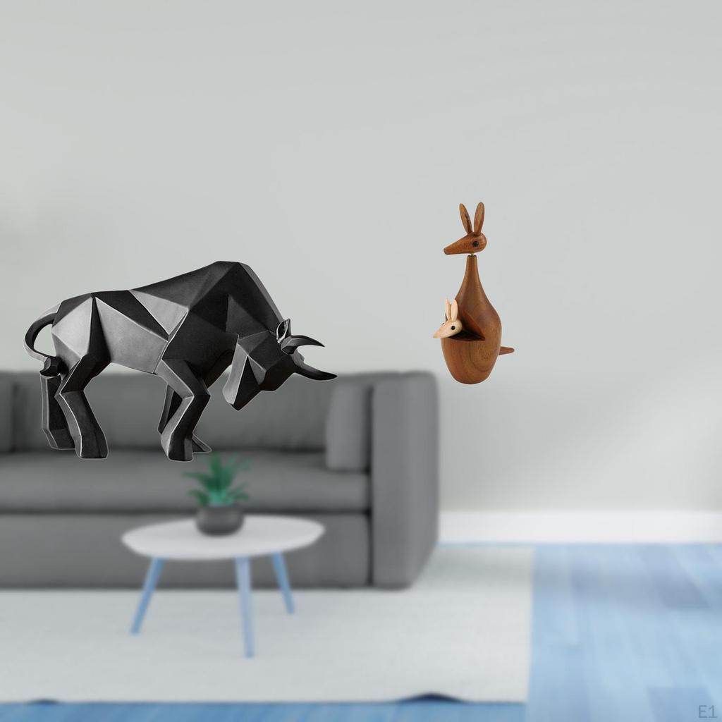 Modern Resin Bull And Statue Ornament Abstract Animal Figurine Collectible Decorative Sculpture for
