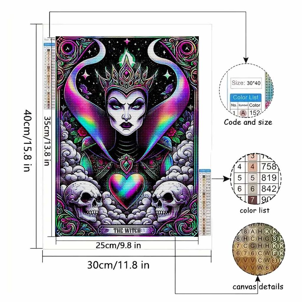 Full Round Diamond Painting Evil Witch Art Rhinestone Picture Mosaic DIY 5D Cross Stitch Embroidery Home Decoration