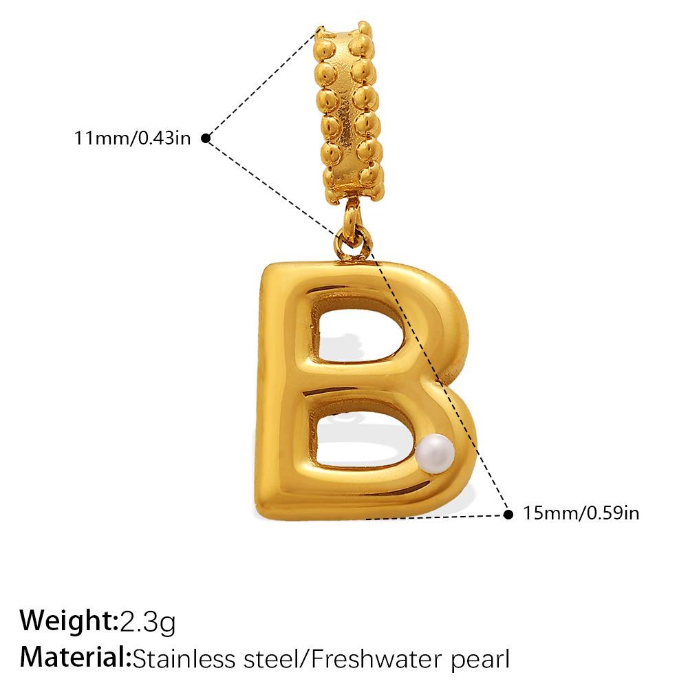 Fashion Personalized Bubble Three-Dimensional 26 English Pearl Letter Pendant Stainless Steel Gold-Plated Diy Accessories