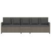 5 Piece Garden Sofa with Cushions Gray Poly Rattan
