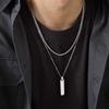 Vertical Bar Stacked Necklaces for Men Boys,Stainless Steel Cuban Chain Twisted Rope Chain Collar,Stylish Zircon Sets Gifts