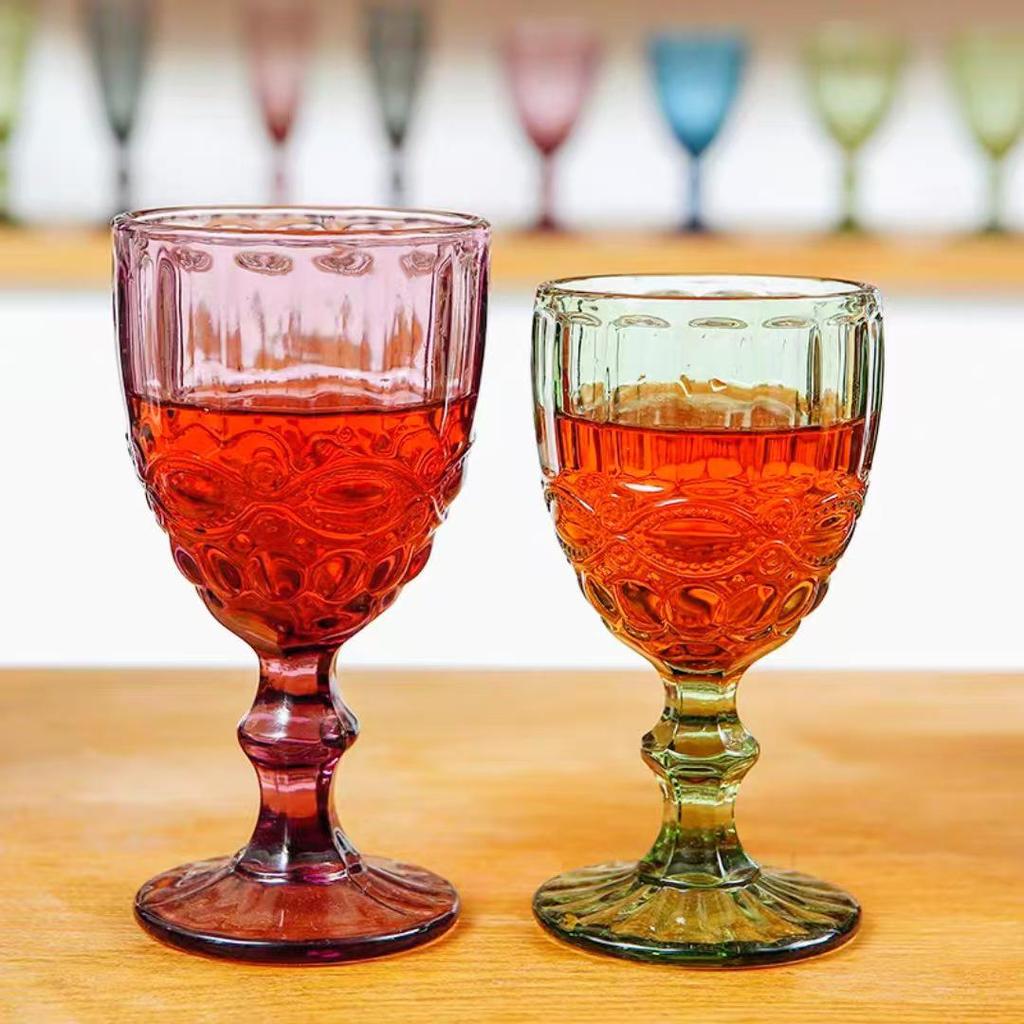 Vintage geprässter Rotweinglas - Elegantes dickes Glas für Hochzeiten & Dekoration