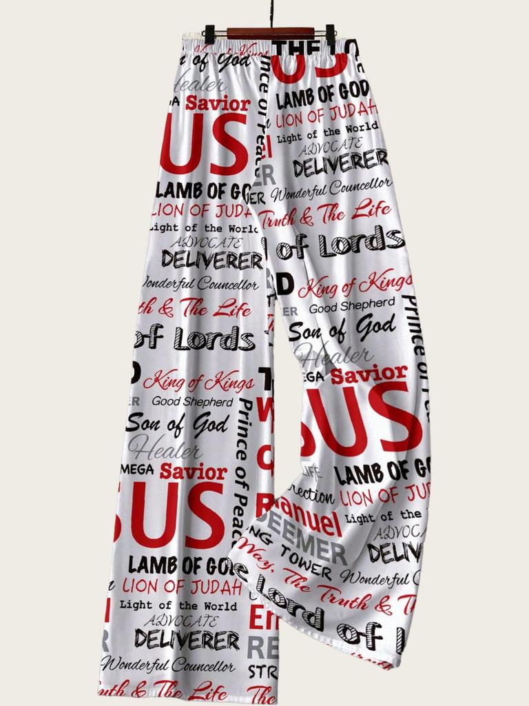 Pantaloni Imprimați cu Talie Înaltă și Croială Largă pentru Femei Mărimi Mari 2025 - Modă Europeană și Americană Transfrontalieră