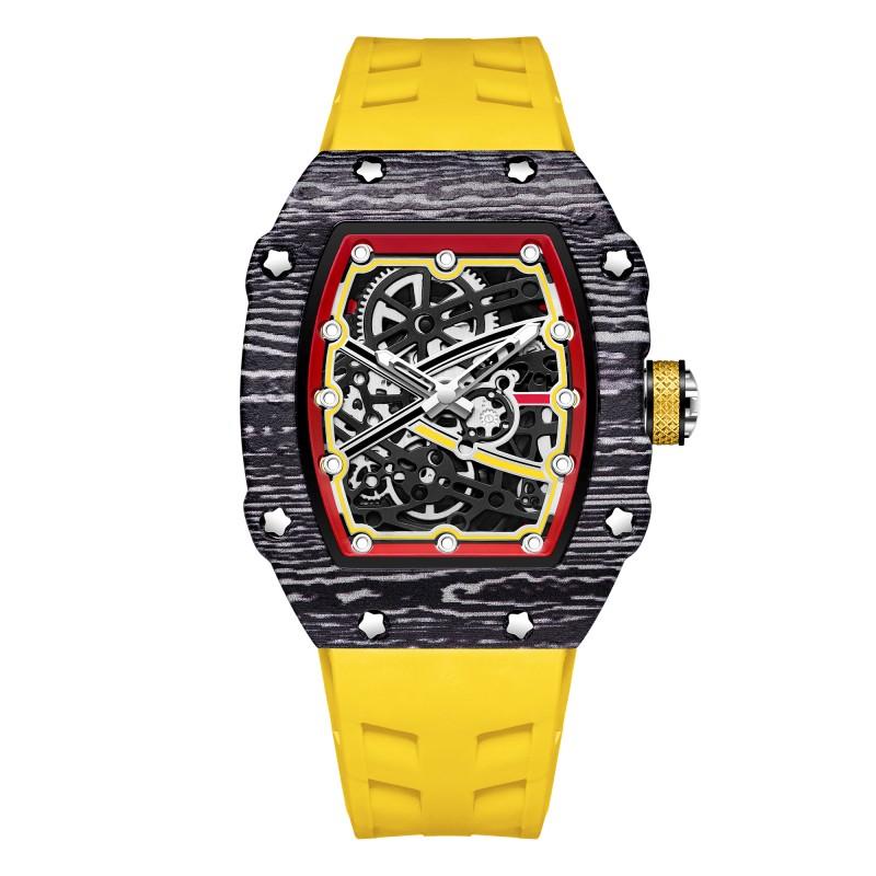In Stock RM 6702 Slim Barrel Montre Homme Colorful Band Hollow 37.5mm Skeleton Dial Waterproof Sport Casual Quartz Wristwatch