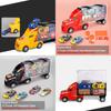 Ultimate Toy Truck Carrier Play Set With 4 Vibrant Mini Cars And Road Signs
