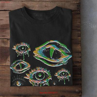 Glitch Eyes T Shirt Alternative Clothing Horror Aesthetic Gothic Grunge Pastel Goth Top Vintage Washed Stretched Comfortable