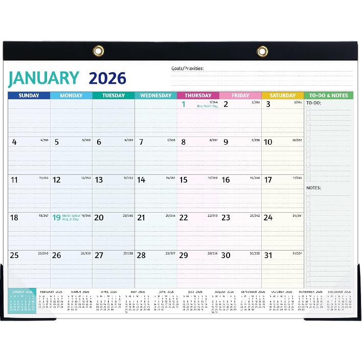 2026 Desk Calendar – Jan 2026 – Dec 2026, Large Desk Calendar 2026, 14.6’’ x 11.5’’, 2026 Desk/Wall Calendar with To-do Lists, Desk Pad,