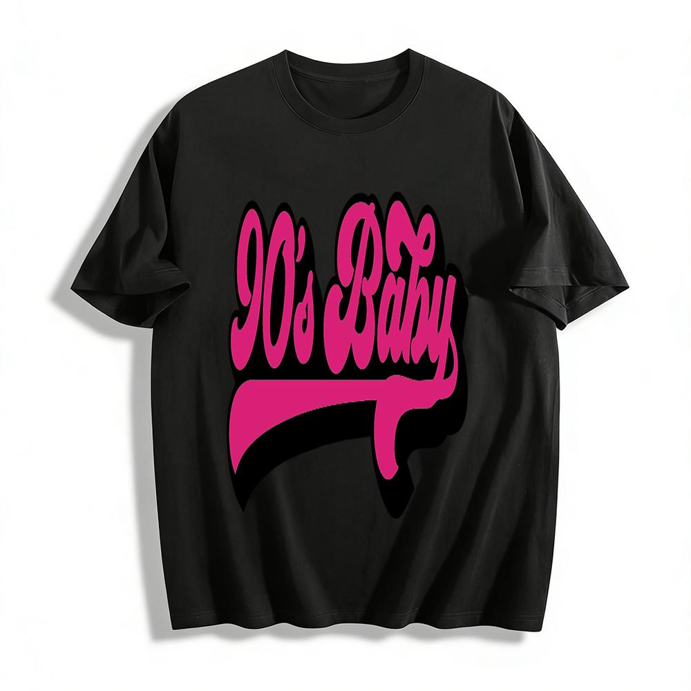 Nineties Baby Retro Graphic Tee Unisex Casual Streetwear Loose Crew Neck Top for 90s Nostalgia Fans Pure cotton T-shirt XXS