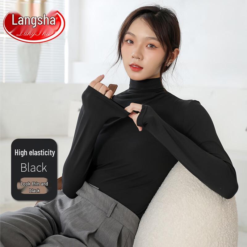 Langsha Women's Long-Sleeve Semi-High Collar Thermal Base Layer Top