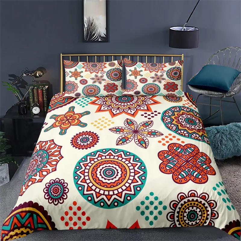 Soft Mandala Duvet Cover Set Bohemian Geometric Floral Bedding Set Microfiber Twin Full Queen King Quilt Cover For Bedroom Decor
