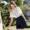Betu Women's Embroidered Floral Short Sleeve Blouse