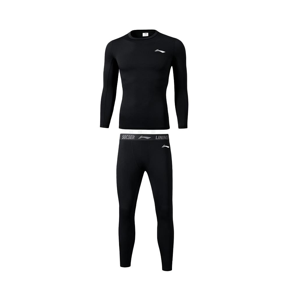 Li Ning Fitness Sets Men's Crew Neck Thickened And Fleece Lined LNBJ029-1+LNBJ027-1