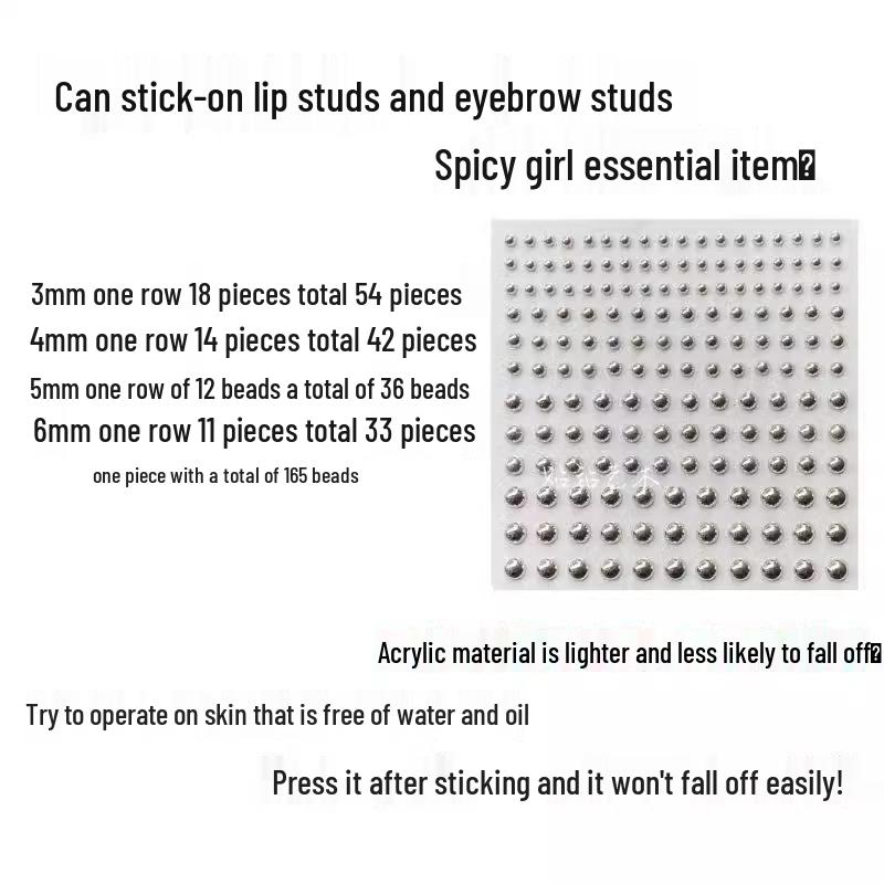 Self-Adhesive Rhinestone Studs: Fake Eyebrow, Lip, Nose, Ear, Dimple & Navel Rings - No Piercing Required