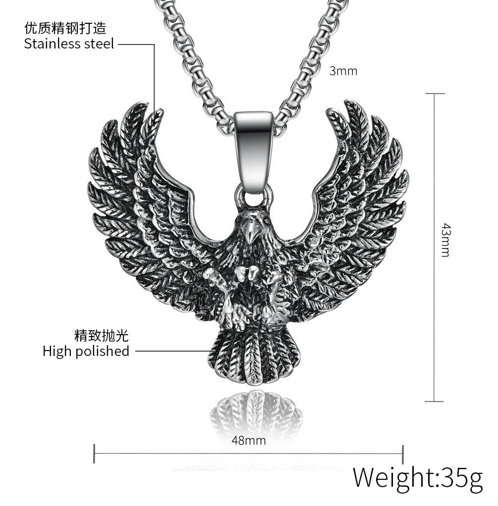Direct Supply Titanium Steel Eagle Pendant Punk Necklace Retro Trendy Men Stainless Steel Casting Eagle Pendant Pendant