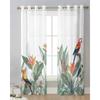 Ins Style Tropical Plants Parrot Sheer Curtains for Living Room Decoration Window Curtain Kitchen Tulle Voile Organza Drapes