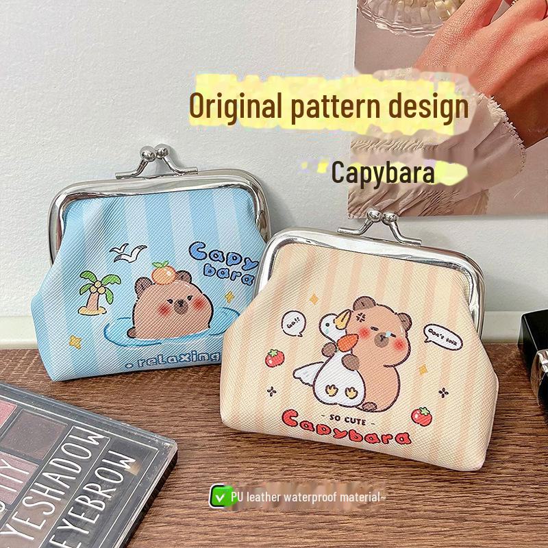 Kapibara PU Portmonetka: Urocza Mini Torebka na Monety, Słuchawki, Klucze, Kable i Więcej