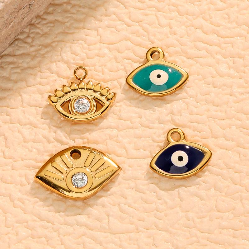 Stainless Steel Geometric Heart Pendant & Mini Eye DIY Jewelry Accessories