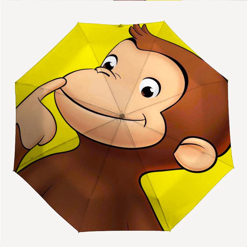 Curious George Fashionable Automatic Opening/Closing Folding Umbrella. Portable and Foldable, Ideal for Gift, Travel, and Daily Use.