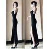 2026 Light and Mature Spice Girl Pure Desire Style Design Sense Royal Sister Split Fork Hip Suspender Dress Women's Long Waist and Thin