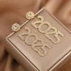 Personality 20 Digital Rhinestone Earrings Niche Temperament Versatile Letter Earrings Design Sense Digital Stud Earrings Women