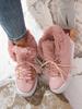 European, American autumn and winter new large size fluffy snow boots front lace-up thick-soled round head cotton