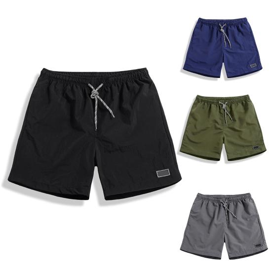 Spodenki Jednokolorowe Luźne Męskie Mężczyźni Ze Sznurkiem Elastyczna Talia Spodenki na Sport