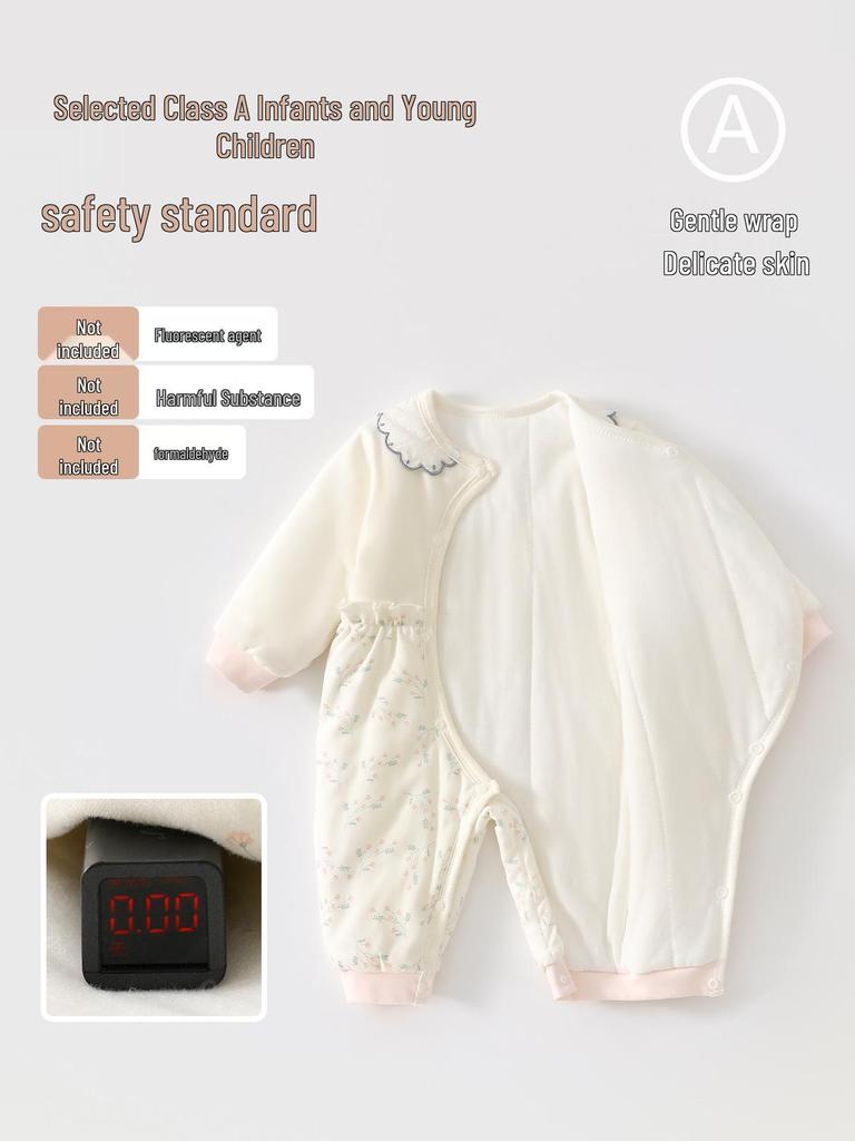 Autumn/Winter Baby Girl Cotton Jumpsuit - Thick, Warm Newborn Romper