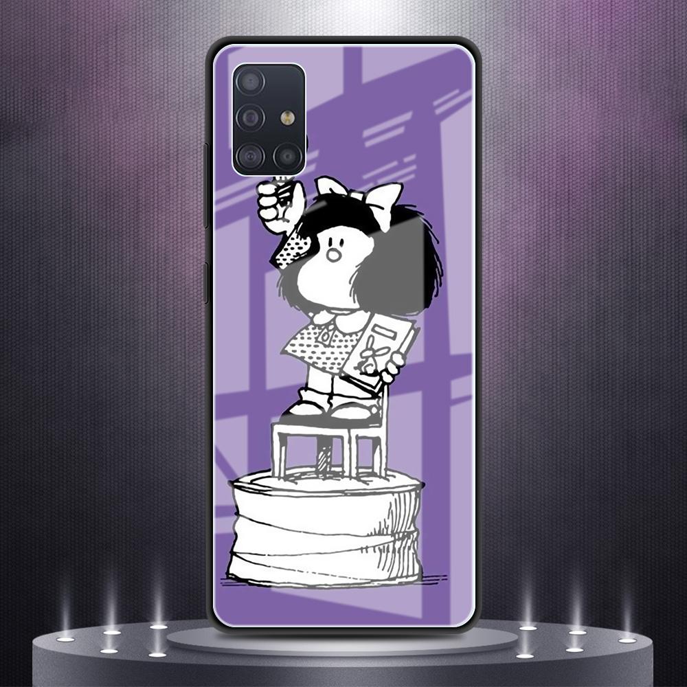 

Роскошный стеклянный чехол для Samsung Galaxy A51 A52 A50 A71 A21s A31 A70 A72 A10 A30 M31 M51 Задняя крышка с мягким краем Аниме Милый Мафальда Samsung M31