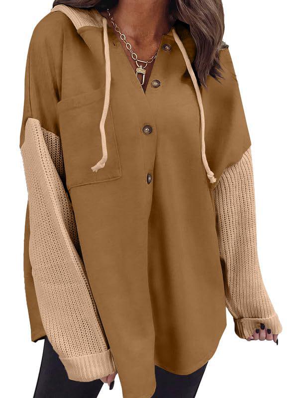 2026 Autumn/Winter European & American Style Loose Casual Button-Up Hooded Sweatshirt