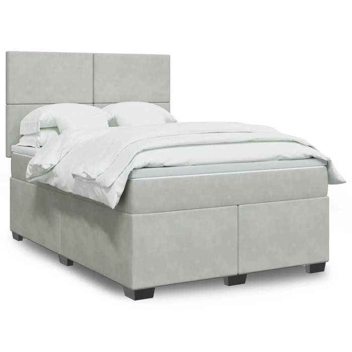 VidaXL Sommier à lattes de lit et matelas Gris clair 160x200cm Velours, lit, lit à plate-forme, lit à panneaux, meuble de 3293248