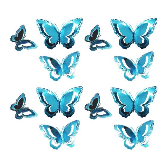 12 Pcs 3 Layers Wing Butterfly Wall Decor Removable 3D Hollow Butterfly Wall Decals for Crafts Home Bedroom Baby Shower Birthday Party Cake Decoration