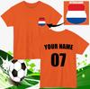 T-shirt de Football Personnalisé Pays-Bas Nom Numéro Personnalisé Cadeau pour Fan Haut Unisexe