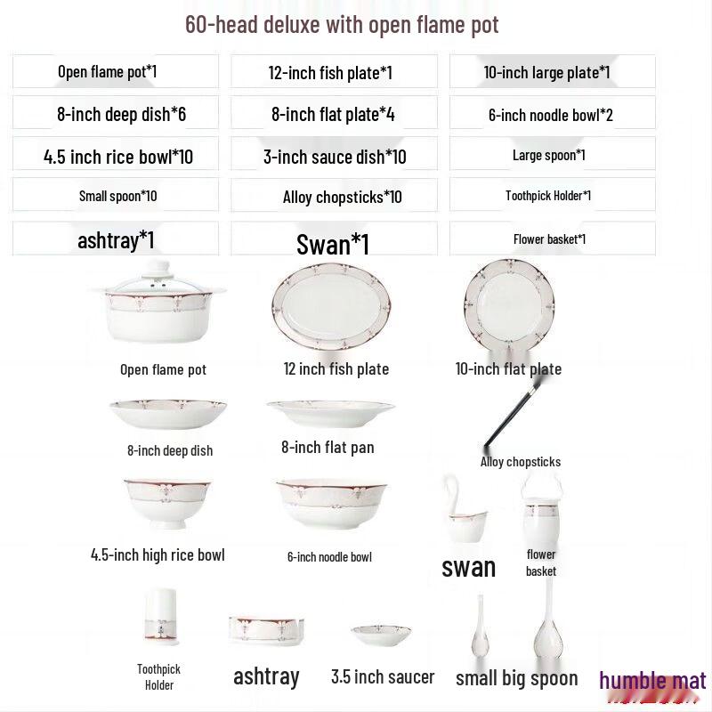 Qianxing 60-Piece Ceramic Dinnerware Set