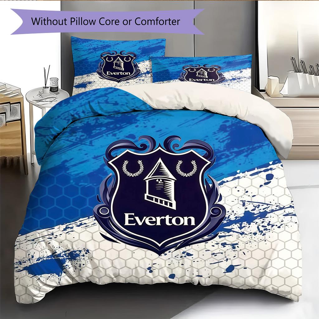 Everton Football Club Pattern Bedding Quilt Set Home Decoration Gift (1 * duvet cover + 2 * pillowcase without core)