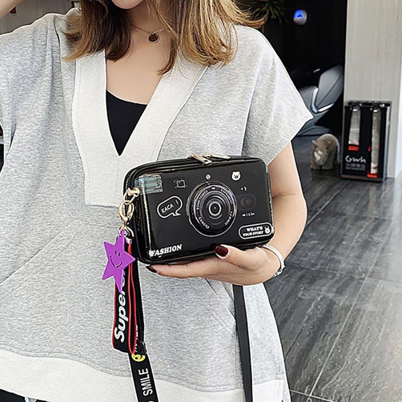 SCIONE Bolsa de Ombro Mini Câmera 2025 Nova PU Pintada Bolsa Fofa para Menina Moda Personalidade Coringa Bolsa Transversal