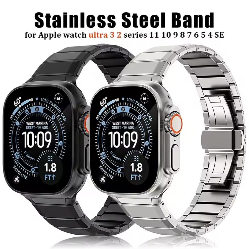 Luxury Metal Band For Apple Watch Ultra 3 49mm Business Stainless Steel Strap for Iwatch Series 11 10 9 8 7 6 5 4 SE3 42mm 44mm 45mm 46mm