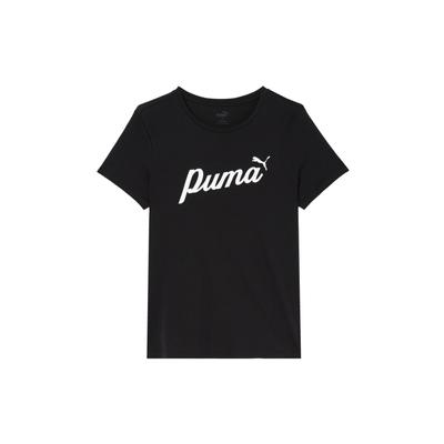 Puma Letter Print Casual Loose Breathable Short Sleeve Drop Shoulder T-Shirt Women T-Shirts Black 682127-01